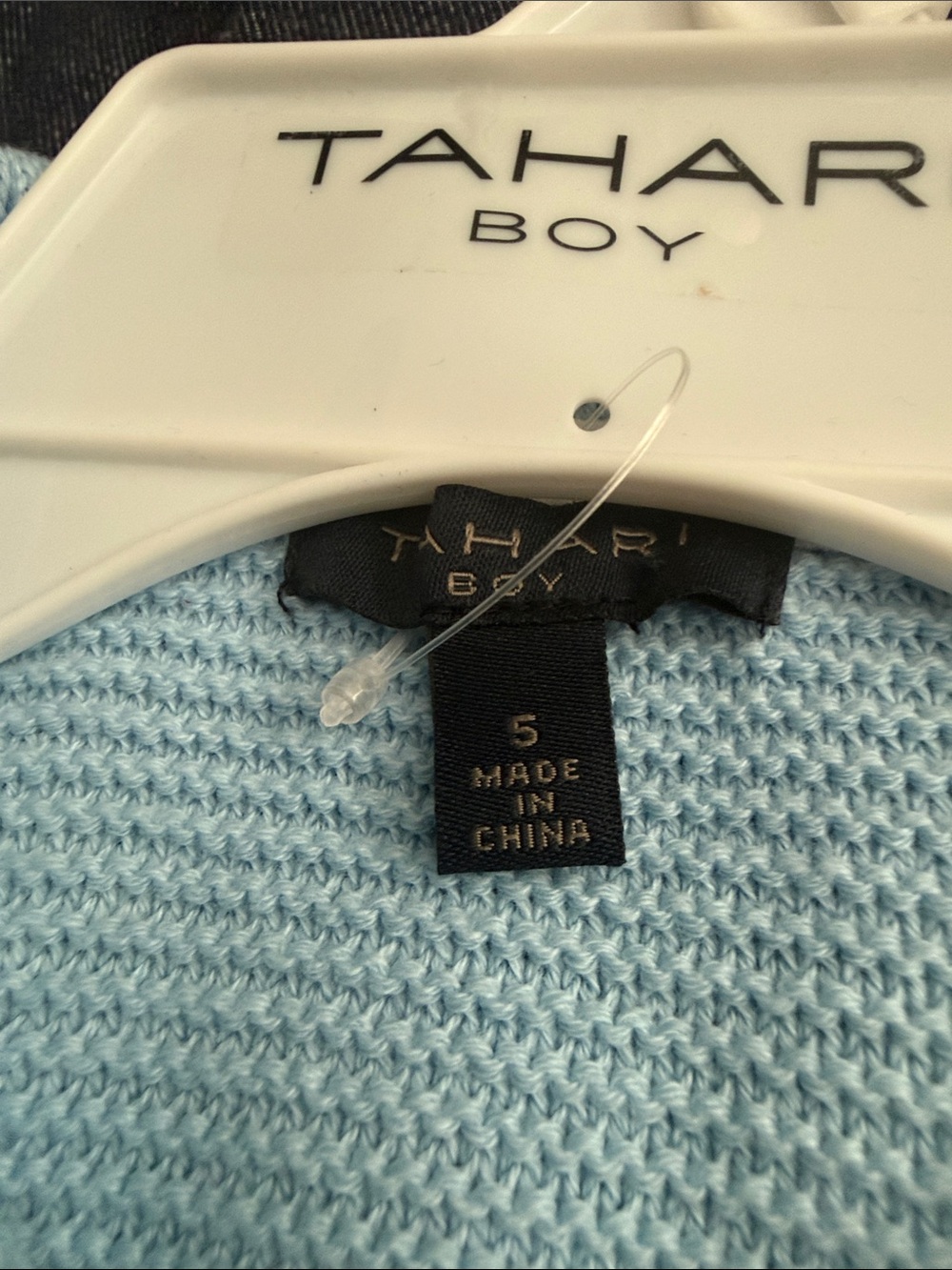 Tahari Sky Blue and White Striped Polo Knit Top - Picture 2 of 4